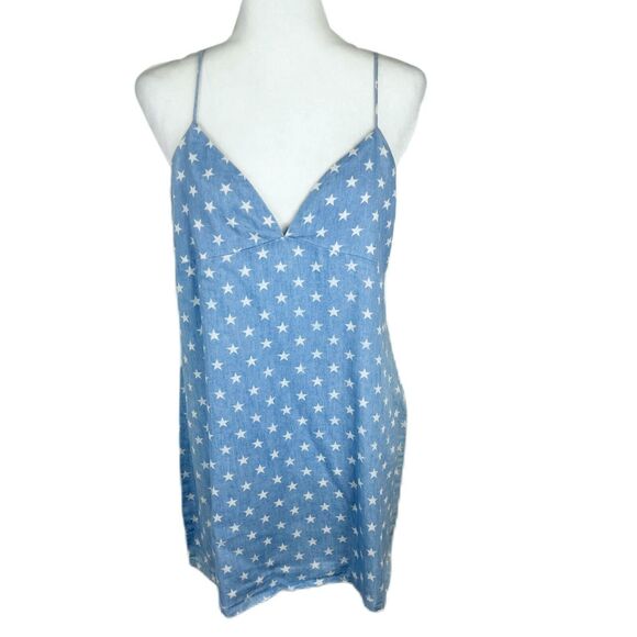Dainty Hooligan Dress Women Medium Blue Star Print Sweetheart Western Mini - Picture 1 of 12